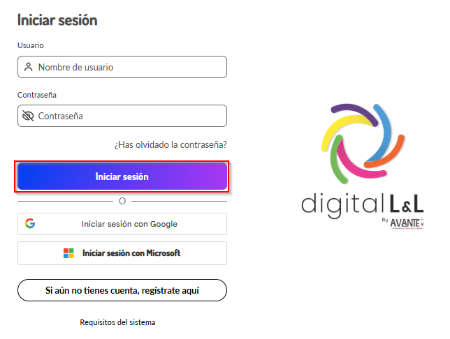 Botón Iniciar sesión